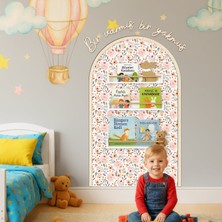 Çiçekli Duvar Sticker, Çocuk/bebek Odası Dekoru, Yapışkan Yazı ve Oval Çerçeve, Bir Varmış Bir Yokmuş Yazısı,çocuk Bebek Odası Duvar Sticker | Bir Varmış Yazılı Çerçeve Seti | Masal Temalı Oda Dekoru