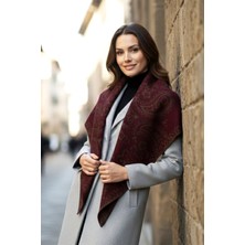 Remsa Kaşmir Örgü Desenli Üçgen Omuz Şalı 70X155 cm 1301 Mürdüm