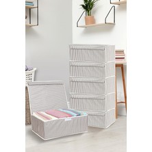 Meleni Home 6'lı Set Kapaklı Çok Amaçlı Hurç Saklama Kutusu Organizer Baza 50 x 40 x 19 cm Gri