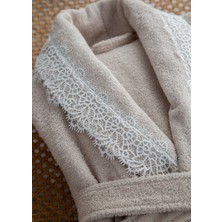 Dantela Marıa  6'lı Gipürlü Pamuk Bornoz Seti - Bej/kahve