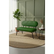 Azra Mobilya Luna Ikili Koltuk – Modern Tasarım | Deri Kumaş | Metal Ayaklı | 7 Renk Seçeneği | Yeşil