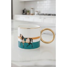 Venetto Lüx Porselen At Desenli Kupa Bardak Gold 200 ml