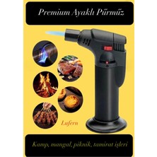 Lufern Premium Pürmüz Çakmak Ayaklı Doldurulabilir Depolu Vantuzlu 1300 Derece Torch Kamp Mangal Piknik