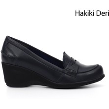 Gönderi(r) Kadın Lacivert  GDZA134M0487 Dolgu Taban Hakiki Deri Loafer Ayakkabı