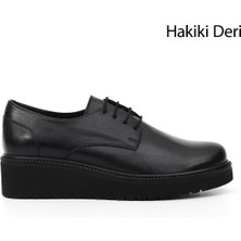 Gönderi(r) Kadın Siyah  GDZA134M0489 Dolgu Taban Hakiki Deri Loafer Ayakkabı