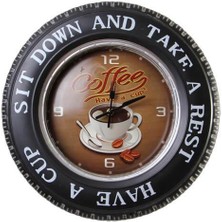 Katre46 Dekoratif Araba Tekerleği Coffea Timetemalı Saatli LED Işıklı