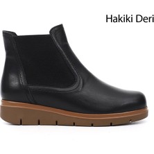 Gönderi(r) Kadın Siyah  GKZB134M1674 Dolgu Topuklu  Hakiki Deri Chelsea Bot