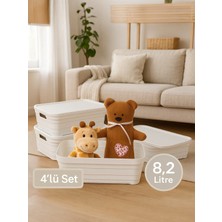 Nesto Home 4'lü Set Çok Amaçlı Renkli Kutu Kapaklı Ofis Organizeri 4x8.2 Litre