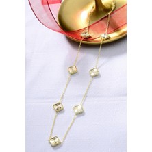 Innuendo 925 Ayar Gümüş Yedili Yonca Altın Kaplama Kolye