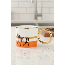 Venetto Lüx Porselen At Desenli Kupa Bardak Gold 200 ml