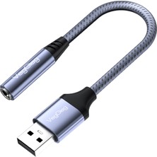 Veggieg Usb-A To 3.5mm Jack Aux Mikrofon Destekli Dac Chip Hifi Ses Kartı