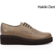 Gönderi(r) Kadın Vizon Antik  Dolgu Taban Hakiki Deri Loafer Ayakkabı