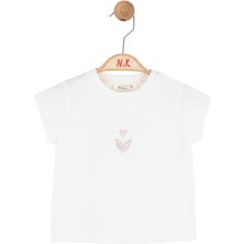 Nk Kız Bebek Leaf Tshirt 1-4 Yaş Ekru-Gülkurusu