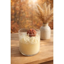 Sonbahar ve Kış Temalı El Yapımı Cam Bardak Soya Wax Kokulu Mum – Kabak Figürlü Dekoratif Hediyelik