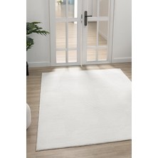 Maisoria Home Merinos Rölyef Halı Kaymaz Tabanlı Makinada Yıkanabilir Leke Tutmaz Krem Kesme Halı Salon Yolluk