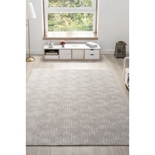 Maisoria Home  Rölyef Halı Kaymaz Tabanlı Makinada Yıkanabilir Leke Tutmaz Gri Kesme Halı Salon Yolluk