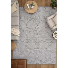 Maisoria Home Rölyef Halı Kaymaz Tabanlı Makinada Yıkanabilir Embosslu Leke Tutmaz Gri Kesme Halı Salon Yolluk