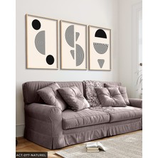 Evine Moda Soyut Geometrik Desenler 3 Parça Ahşap Çerçeveli Tablo