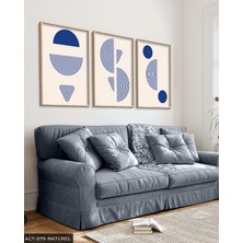 Evine Moda Mavi Soyut Desen 3 Parça Ahşap Çerçeveli Tablo
