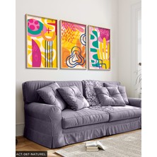 Evine Moda Rengarenk Desenler 3 Parça Ahşap Çerçeveli Tablo