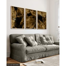 Evine Moda Gold Detaylı Şekiller 3 Parça Ahşap Çerçeveli Tablo Act