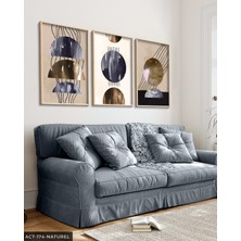 Evine Moda Dairesel ve Çizgisel Poster 3 Parça Ahşap Çerçeveli Tablo Act
