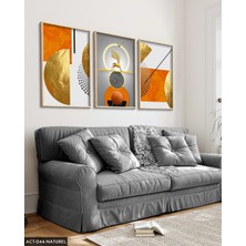 Evine Moda Gold, Geyik, Geometri, Soyut, Neon 3 Parça Ahşap Çerçeveli Tablo Act