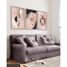 Evine Moda Sulu Boya Görünümlü Soyut Sanat 3 Parça Ahşap Çerçeveli Tablo Act