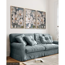 Evine Moda Dokulu Görünüm Beyaz Çiçek 3 Parça Ahşap Çerçeveli Tablo Act