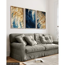 Evine Moda Gold Detaylı Kabartma 3 Parça Ahşap Çerçeveli Tablo Act
