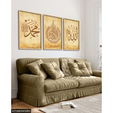 Evine Moda Allah Muhammed Ayetel Kursi 3 Parça Ahşap Çerçeveli Tablo Act