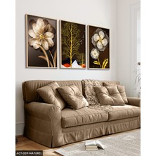 Evine Moda Çiçek Ağaç 3 Parça Ahşap Çerçeveli Tablo Act