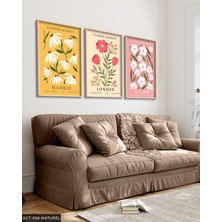 Evine Moda Çiçek Market 3 Parça Ahşap Çerçeveli Tablo