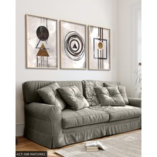Evine Moda Sulu Boya Görünümlü Soyut Sanat 3 Parça Ahşap Çerçeveli Tablo Act
