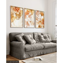 Evine Moda Sulu Boya Görünümlü Gül 3 Parça Ahşap Çerçeveli Tablo Act