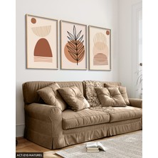 Evine Moda Soyut Tasarım Bohem Tarzı 3 Parça Ahşap Çerçeveli Tablo Act