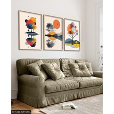 Evine Moda Doğa Ağaçlar Soyut 3 Parça Ahşap Çerçeveli Tablo