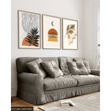 Evine Moda Çiçek Soyut 3 Parça Ahşap Çerçeveli Tablo