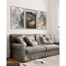 Evine Moda Gold Detaylı Modern Sanat 3 Parça Ahşap Çerçeveli Tablo Act