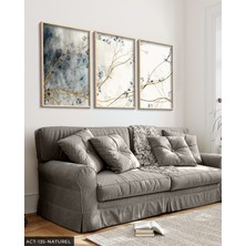 Evine Moda Mavi Çiçekli Ağaç 3 Parça Ahşap Çerçeveli Tablo Act