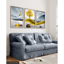 Evine Moda Gold Ağaç ve Geyik 3 Parça Ahşap Çerçeveli Tablo Act