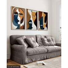Evine Moda Soyut Sanat Portre 3 Parça Ahşap Çerçeveli Tablo Act