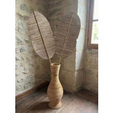 Egzotik Muz Yaprağı Bambu Vazo Duvar Süsü Bohem Dekoratif Obje El Yapımı 200 cm