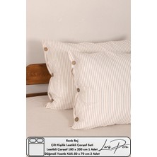 Çift Kişilik Lastikli Çarşaf Seti Pamuklu Iplik Boyalı 180X200CM Düğmeli Yastık KILIFI(50X70CM2ADET)
