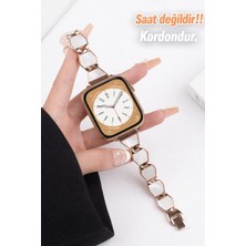 Alstrap Apple Watch 11-10 (42MM) 9 8 7(41MM) Se 6 5 4 (40MM) Uyumlu Sedef Detaylı Hafif Metal Alaşım Kordon Kayış