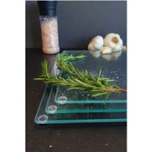 Cam Kesme Tahtası Cam Kesme Tablası 3'lü Takım Saydam Sunumluk Bella Vetro Şeffaf