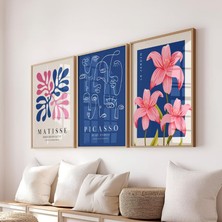 Pam Studio Matisse Picasso Çizgi Sanat Çiçek Poster Seti – Modern Minimalist 3’lü Tablo
