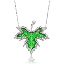 Katre46 925 Ayar Gümüş Ilkbahar Çınar Yaprağı Kadın Gümüş Kolye