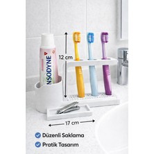 Home 3’lü Lavabo Üstü Diş Fırçalık & Diş Macunluk Organizer – Suya Dayanıklı Banyo Düzenleyici Stand
