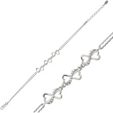 Katre46 925 Ayar Gümüş Kalpli Sonsuzluk Bileklik